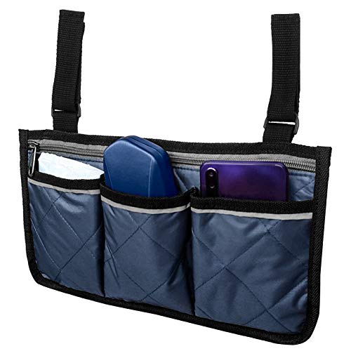 12.6×6.9in Sofa Armrest Organizer,Multifunctional Wheelchair Side Hanging Bag,Large Capacity Multiple Pockets Armrest Storage Pouch for Stroller Electric Wheelchair Walker Scooter (Army_Green)