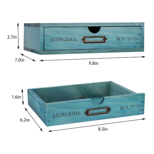 Wooden Storage Box Apothecary Drawers Vintage Wooden Drawers Wood Desktop Organizer Countertop Storage Box Library Card Catalog Cabinet Apothecary Cabinet（BLUE） - color: BLUE01