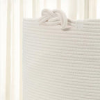 Large Blanket Basket (20"x13"), Woven Storage Basket for Dirty Clothes, Laundry, Living Room, Nursery, Bedroom - White - color: White