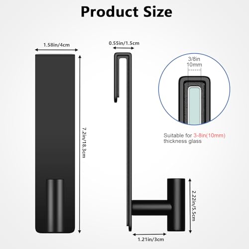 HUFEEOH Shower Towel Hooks, 7.5-Inch Extended Over Glass Shower Door Hanger for Towels & Robes, Rustproof Bathroom Towel Rack, 2-Pack (Black, T Shape) - color: Black, size: Fits 3/8" Thick Door - "T" Shape 2 Pack