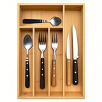guiogc Kitchen Bamboo Silverware Drawer Organizer，Silverware Organizer and Cutlery Tray with Grooved Drawer Dividers for Silverware, Knives in Kitchen, Bedroom (5 Slot-Natural) - size: 5 Slot