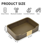 Luxury Leather Valet Tray Desktop Storage Organizer,Bedside Vanity Catchall Tray Nightstand Caddy Holder for Cosmetic,Jewelry,Watch,Keys,Phone,Wallet,Remote Controller,Pen,Olive Green - color: Olive Green