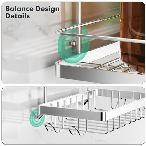 Shower Caddy 3 Pack Adhesive 304 Stainless Steel Shelves No Drill Durable Large Capacity Shower Rack Organizer Soap Holder Quick Dry Rustproof Bathroom Storage(Silver) - color: Silver, size: 3 Pack
