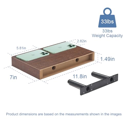 Floating Shelves for Wall, Bathroom Shelves Over Toilet, Wall Shelves & Book Shelf for Room, Hanging Shelf, Wooden Wall-Mounted Small Floating Shelves, 12 x 7 x 1.5 in (Smoke Gray, Set of 3) - color: Smoke Gray, size: 12"(set of 3)