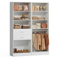VOWNER 50'' Freestanding Closet System with Drawers & Adjustable Shelves & Rod, Wood Walk in Closet Organizer System, Shelving Unit, Garment Rack, Armoire Wardrobe Closet Bedroom White, BC - color: White