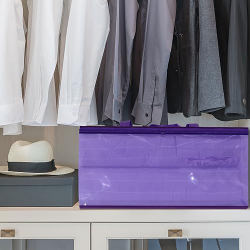 Vieshful Purple 40L Clear Clothes Storage Bag Colorful Clothes Organizer with Zipper Vinyl Storage Bag for Comforter, Blanket, Bedding, Duvet, Transparent Moving Totes 5 Pack - color: Purple-5 Pack, size: 40L