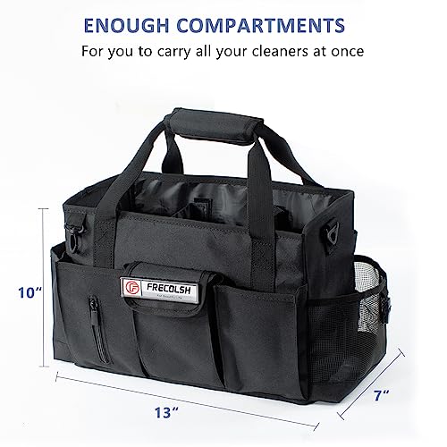 Cleaning Caddy for Cleaning Suppliers Organizer with Pockets for House Cleaning Essentials, Cleaning Organizer, Wearable Cleaing Bag Tote, Storage Caddy for Housekeeping - color: Black, size: Medium