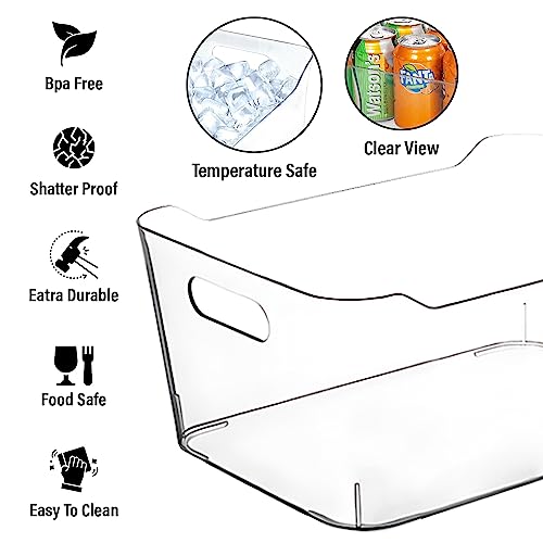 Clear Storage Bins, Pantry Organizers and Storage Containers Fridge Organizer Bins Kitchen Organization Cabinet Organizer Bin for organizing Cleaning Supplies Home Kitchen Refrigerator Containers - size: Medium