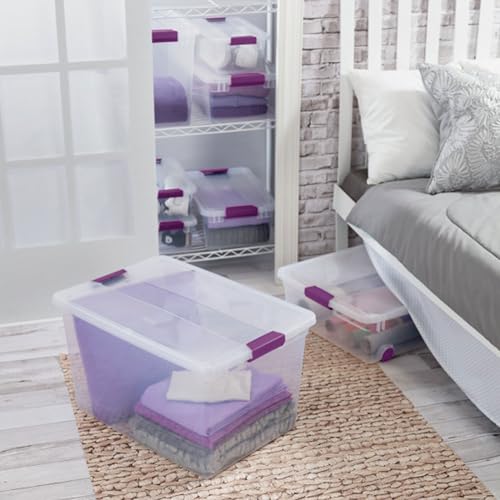 Sterilite 66 Qt ClearView Latch Storage Box, Stackable Bin with Latching Lid, Organize Clothes, Blankets, Items in Closet, Clear Base and Lid, 24-Pack - size: 24 Pack, style: 66 Quart