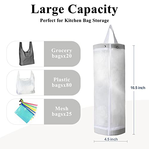 TOGETRUE Plastic Bag Holder, Mesh Grocery Bag Holder Hanging Storage Bag Dispenser (White 2 Packs) - color: White 2 Packs