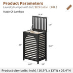 FILWH Laundry Hamper with Lid (16.9 * 13 * 26.5inches) Large Bamboo Laundry Bin Basket 85L Clothes Hamper with 1 Removable Bag Storage baskets for Bathroom(Black) - color: Black
