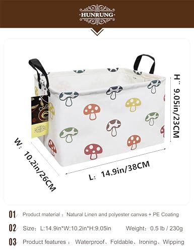 HUNRUNG Rectangle Storage Basket Cute Canvas Organizer Bin for Pet/Children Toys, Books, Clothes Perfect for Rooms/Playroom(REC-Color Mushroom) - color: REC-Color Mushroom