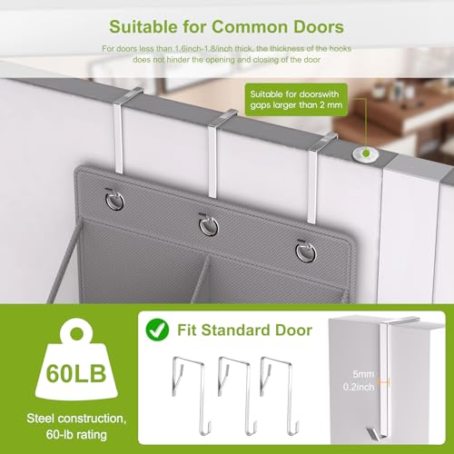 VERONLY Door Shoe Organizer, Over The Door Hanging Shoe Rack with Large Pockets, Space Saving Shoe Storage for Closet, Entryway, Bedroom, Shoe Holder for Men Women Kids (Grey) - style: Gray Over the Door Shoe Organizer