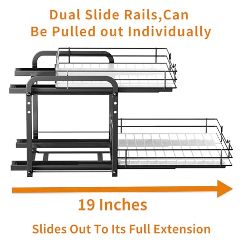 RCHYFEED Spice Organization for Cabinet,2 Tier Pull out Spice Rack Organizer for Inside Cabinets & Pantry, Slide out Heavy Duty Spice Shelf Rack for Kitchen Seasoning (11.5" Wx10.5 Dx9.5 H) - size: 2 Tier-11.5''Wx10.5''Dx9.5''H