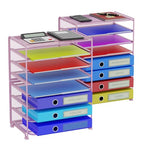 Simple Trending 2 Pack 8 Tier Letter Tray Paper - Mesh Desk File Organizer for Office School Desktop, Pink - color: 2 Pack 8 Tier Pink-Mesh Desk