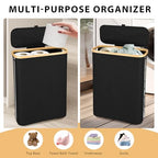 Odonata Large Toilet Paper Storage Basket with Lid, Slim Toilet Paper Organizer, Hold up to 20 Regular Rolls or 15 Mega Rolls. (Black, 49L) - color: Black