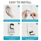 Broom Holder Wall Mount, 2 Pack Broom and Mop Organizer Wall Hanging Self Adhesive, No Drilling, Anti-Slip Broom and Mop Hanger Wall Mount Cleaning Ideal for Bathroom, Kitchen, Garden, Garage