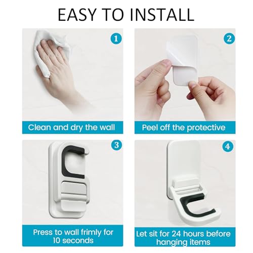 Broom Holder Wall Mount, 2 Pack Broom and Mop Organizer Wall Hanging Self Adhesive, No Drilling, Anti-Slip Broom and Mop Hanger Wall Mount Cleaning Ideal for Bathroom, Kitchen, Garden, Garage
