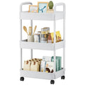 EZ COZY 3 Tier Rolling Cart, Plastic Diaper Cart Organizer with Wheels, Roller Cart for Diapers, Baby Nursery, Kitchen, Bathroom, Living Room and Bedside, White - color: White