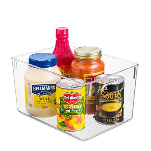 Pack Of 4 Plastic Kitchen Organization Pantry Storage Bins - Fridge Organizer Household Food Baskets for Countertops, Cabinets, Refrigerator, Freezer, Bedrooms, Bathrooms