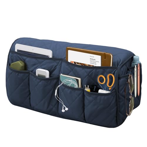 Armchair Caddy, Sofa Armrest Organizer, Non Slip Recliner Organizer, Remote Control Holder for Recliners, Recliner Arm Caddy with 14 Pockets Storage for TV Remote, Phone, Magazine(Blue) - color: Blue