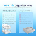 Masirs 2-Tier Clear Pull-Out Drawer Organizer - Sleek, Compact & Sturdy Makeup and Closet Organizer - Easy Assembly Kitchen Storage Solution, Ideal for Makeup, Tools, Medicines 4-Pack