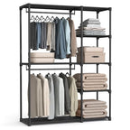 SONGMICS Portable Closet, Freestanding Closet Organizer, Clothes Rack with Shelves, Hanging Rods, Storage Organizer, for Cloakroom, Bedroom, 48.8 x 16.9 x 71.7 Inches, Black URYG026B02 - size: 48.8"L x 16.9"W x 71.7"H