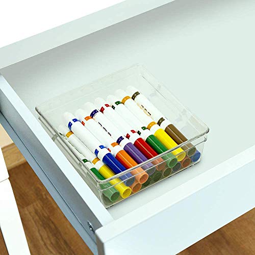 Glad Clear Plastic Organizer Bin – 6” x 6” x 2.2” Drawer Storage Tray with Non-Slip Feet, Clear - size: 6x6 (Pack of 1)