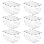 Vtopmart 6 Pack Clear Stackable Storage Bins with Lids, Large Plastic Containers with Handle for Pantry Organizer and Storage,Perfect for Bathroom,Cabinet,Kitchen,Fridge,Closet Organization - size: L( 11"L x 7.5"W x 6"H)