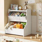 FOUCSSOMEI Kids Toy Storage Organizer, 3-Tier Toy Storage Shelf, Narrow Toy Organizer with Removable Bins, Safe Stable Design for Playroom Nursery Living Room, Patent Design - size: Small Size