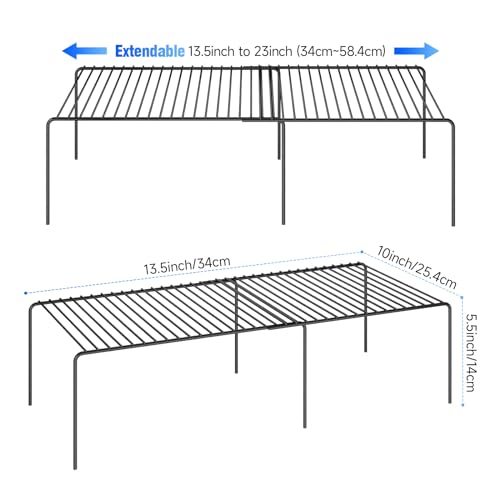 Expandable Storage Shelf, Pantry Organizers and Storage, Adjustable Rustproof Metal Wire Spice Rack, Space Saver Kitchen Storage Shelves for Pan, Pot, Countertop, Drawer, Fridge, Set of 6, Black - size: 6Pack-Black-13.5-23 x 10 inch