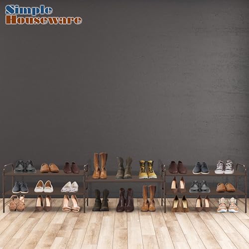 Simple Houseware 2-Tier Shoe Rack Storage Organizer, Bronze - color: Bronze, size: 2-Tier