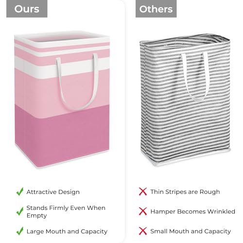 HomeHacks 2 Pack Large Laundry Baskets, Waterproof, Freestanding Laundry Hampers, Collapsible Clothes Hamper with Reinforced Handles in Laundry, College Dorm, Bathroom, Bedroom (Pink, 75Lx2) - color: Pink, size: 75L
