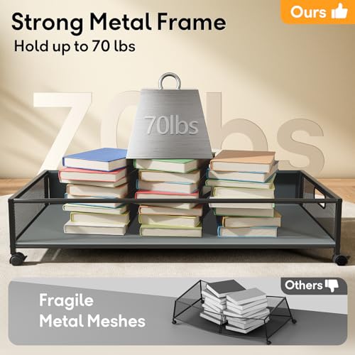 Under Bed Storage with Wheels，1 Pack Under Bed Storage Containers,Underbed Shoe Storage Bedroom - color: Gray, size: 1pcs