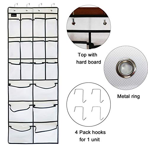 2 Pack Extra Large Hanging Over Door Shoe Organizers, 12 Mesh Pockets + 6 Large Mesh Storage Various Compartments with 8 Hooks Shoes Holder for Closet Bedroom, White (59 x 21.6 inch) - color: a-white-2pcs