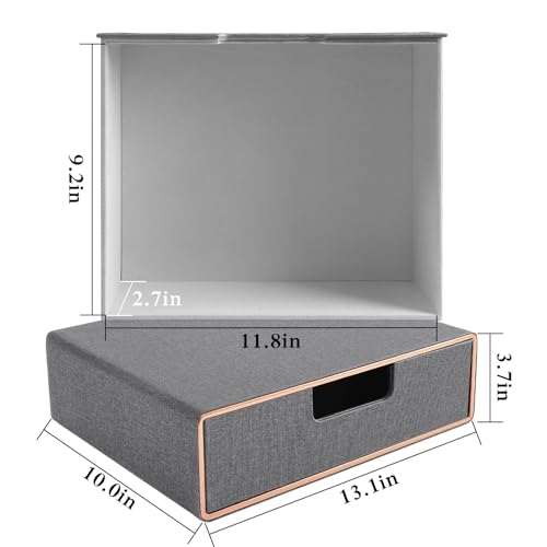 Stackable Organizer Drawer PU Leather Classic Handmade,Organize Home Office Desk Accessories and Sort Letter-Size Paper/a4 Document,Desktop Caddy with Drawers Storage,13.1x10x3.7inches,Grey - color: Grey Linen Texture