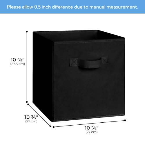 Cupic Cupid 11 Inch Storage Cube, Fabric Cube Storage Bin with Handles, Storage Cube Organizer for Clothes and Toys, Collapsible Cube Bins for Closet, Shelves, Nursery, 6-Pack, Black - color: Black, size: 11 Inch