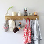 Entryway Coat Rack Hooks with Shelf, Sturdy Wooden Floating WallOrganizer Shelf with 4 Hooks siutable for Entrance, Mudroom, Kitchen, Bathroom,.etc(2pc-Oak Finish) - color: Oak 2PC