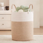 60L Laundry Hamper Basket Tall Woven Cotton Rope Clothes Hamper for Baby Girls Nursery Kids Blanket Basket in Living Room Bathroom Bedroom Brown 15Dx20H Inches Large - color: Brown1, size: Large (60L)