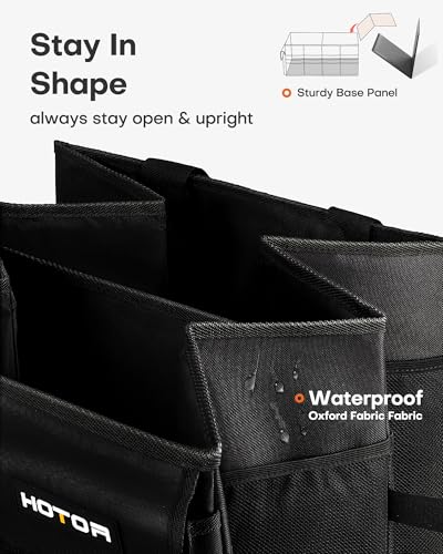 HOTOR Trunk Organizer - Car Organizer, Foldable Trunk organizer for SUVs & Sedans, Sturdy Car Organization for Car Accessories, Tools, Sundries, Black, 2 Compartments, 21.3"×12.6"×10.6" - color: Black, size: Medium (2 Compartments)