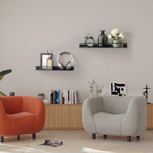 RFOUO Small Shelf for Wall, Small Floating Shelf, Black Wall Shelves, Metal Bathroom Shelves, Metal Floating Shelves for Bathroom Bedroom Kitchen (Black, 8Inch) - color: Black, size: 8Inch
