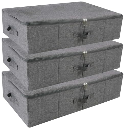 iwill CREATE PRO Folding Washable Rigid Underbed Storage Boxes with Zip Lid for Garment, Clothing, Blankets for Bedroom, College Dormroom, Wardrobe, Shelf Baskets, Pack of 3, Black Gray - color: Black Gray,3pcs, size: 27.5*15.7*7"