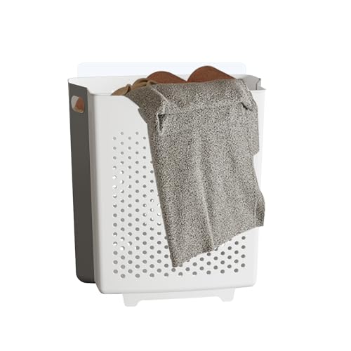 Collapsible Laundry Basket, Wall Mounted Hamper with Handle, Space-Saving Foldable Storage Dirty Washer Organizer, Hanging Multi-function Container for Home, Dorms, RVs, 11 x 6.3 x 11.4 Inch