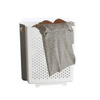 Collapsible Laundry Basket, Wall Mounted Hamper with Handle, Space-Saving Foldable Storage Dirty Washer Organizer, Hanging Multi-function Container for Home, Dorms, RVs, 11 x 6.3 x 11.4 Inch