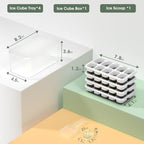 DOQAUS Ice Cube Tray with Lid and Bin - 4 Pack Silicone Ice Cube Trays for Freezer, Stackable Ice Bucket Kits with Storage Container & Scoop for Kitchen, RV, Cocktail, Coffee - color: Dark Black