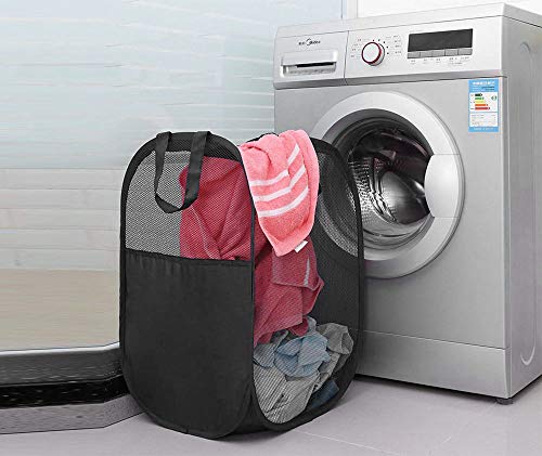 2 pop-up foldable mesh laundry baskets (each with 2 reinforced handles), black + blue… - color: Black + Blue
