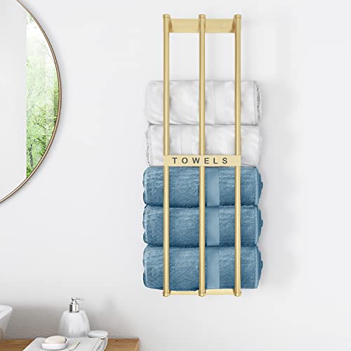 Bathroom Towel Storage, Bethom Wall Towel Rack for Rolled Towels, Bath Towel Holder Wall 30 Inch, Towel Racks Wall Mounted for Small Bathroom, Gold - color: Gold - Standard
