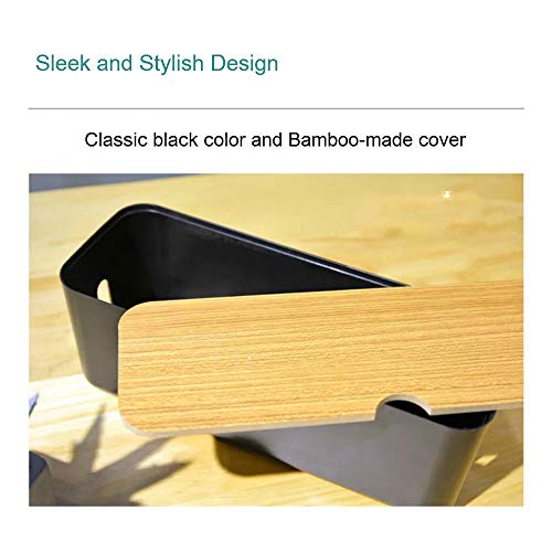 Cable Management Box| Power Stripe Organizer|Cord Organizer Box| Hide and Conceal Power Strips and Electrical Cords from TVs, Computers, and Desks| Keep Pets Safe - color: Black