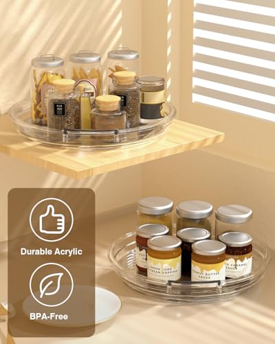 INCOSTAR 2 Pack Lazy Susan Organizer 9.25''and 11.81'' Two-Tier Lazy Susan Turntable for Cabinet, Spice Rack, and Pantry Storage - Spinning Makeup Organizer for Bathroom, Clear - size: 2-Tier & 2 Pack