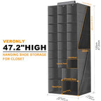 Hanging Shoe Organizer for Closet, Closet Hanging Shoe Storage Rack Holder Shelves,Collapsible Shoe Closet Organizers and Storage with 4 Large Side Pockets,25 Sections for Shoes,Hats,Clothes(Gray) - style: 3-Column Hanging Organizer